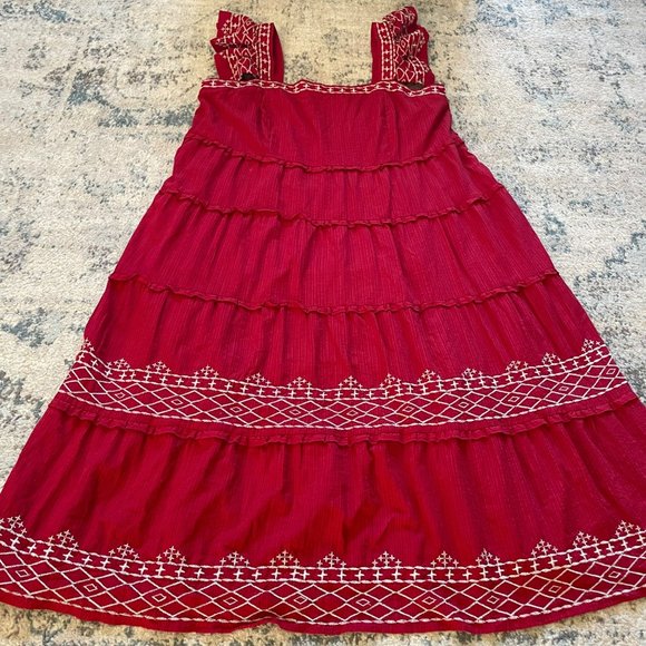 NWT | Knox Rose Tiered Midi Dress Embroidered Ruffle Cottage Peasant XXL 2XL - Picture 4 of 14